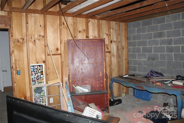 5164 Ralph Winchester Rd, Lenoir, NC 28645 - miscellaneous room featuring concrete floors and concrete block wall
