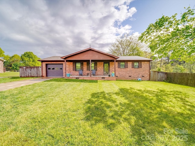 1315 Holshouser Rd, Rockwell, NC 28138 - single story home with crawl space, driveway, a garage, and a front lawn
