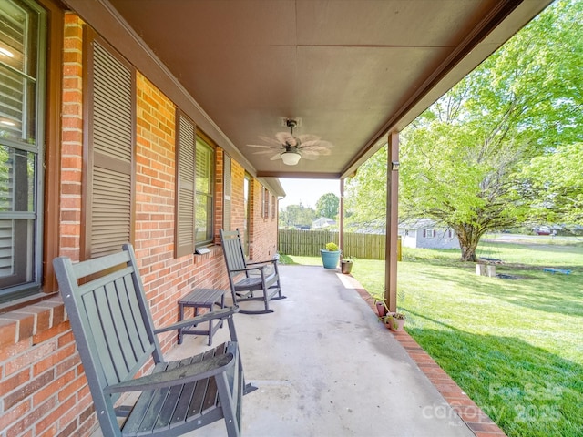 1315 Holshouser Rd, Rockwell, NC 28138 - view of patio / terrace with fence and a ceiling fan