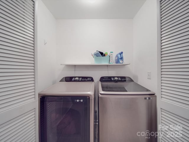 1315 Holshouser Rd, Rockwell, NC 28138 - clothes washing area featuring washer and clothes dryer and laundry area
