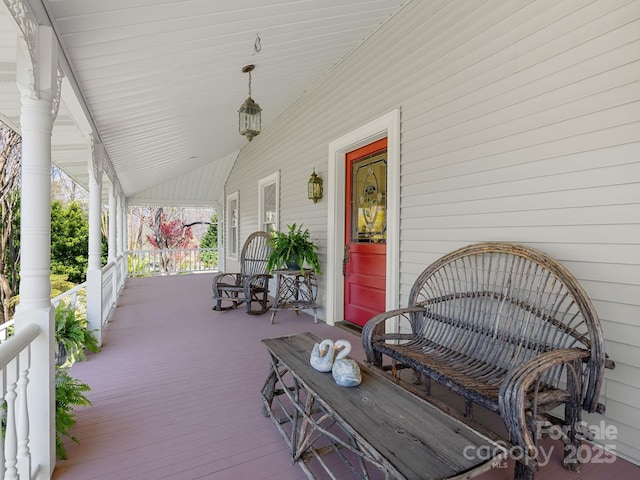 deck featuring covered porch