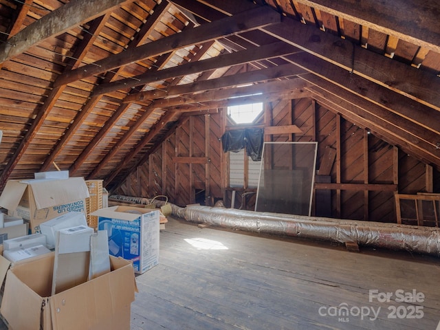 view of unfinished attic
