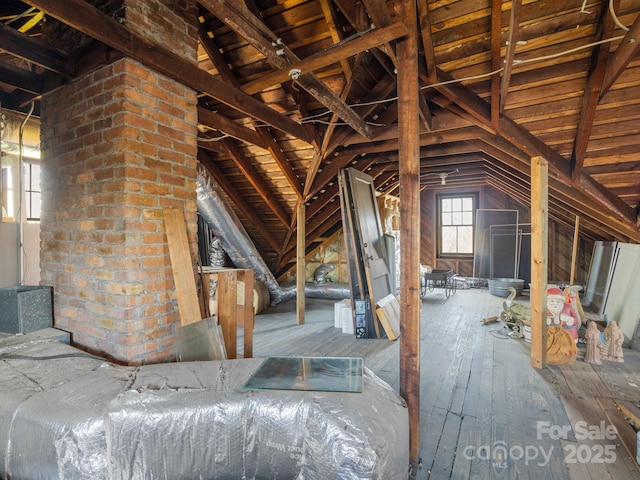 view of unfinished attic