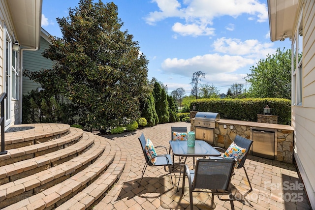 view of patio / terrace with area for grilling, outdoor dining area, and exterior kitchen