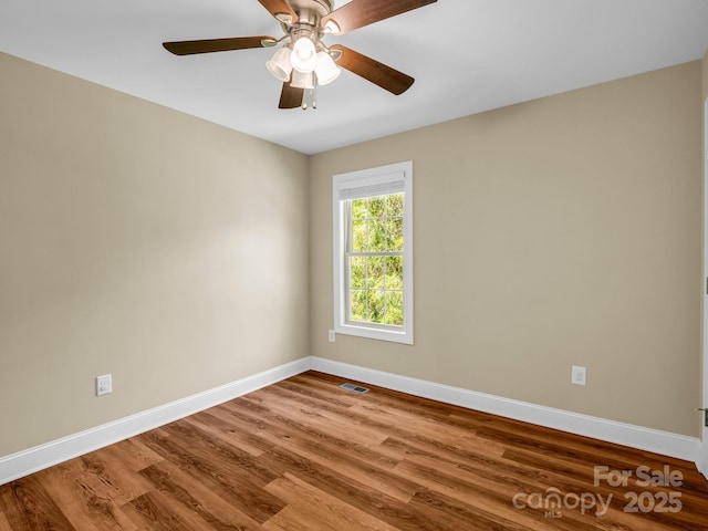 575 Hill Rd, Lincolnton, NC 28092 - empty room featuring baseboards, ceiling fan, wood finished floors, and visible vents
