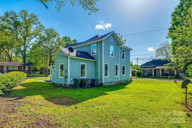 107 Maurice St, Monroe, NC 28112 - rear view of property with a yard, central AC unit, and crawl space