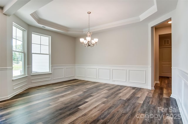 TBD Boomer Ct Unit 11, Statesville, NC 28677 - spare room with a tray ceiling, dark wood-type flooring, ornamental molding, and plenty of natural light