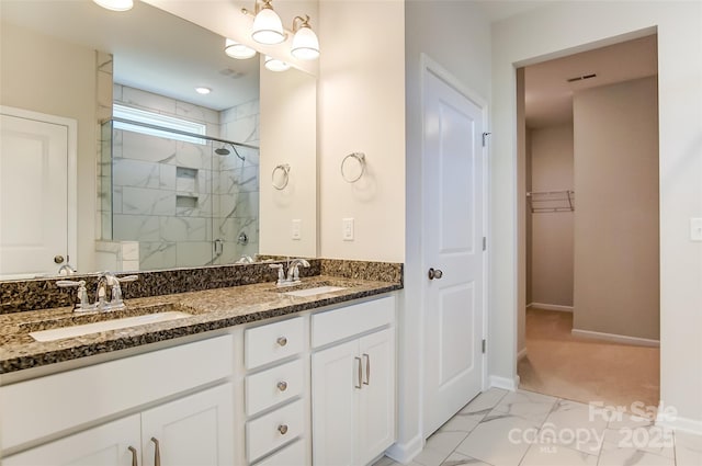 TBD Boomer Ct Unit 11, Statesville, NC 28677 - bathroom featuring visible vents, marble finish floor, a sink, and a stall shower