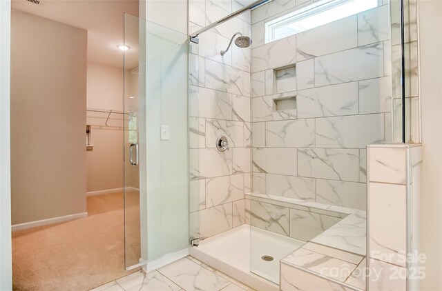 TBD Boomer Ct Unit 11, Statesville, NC 28677 - full bathroom with a shower stall, marble finish floor, visible vents, and baseboards