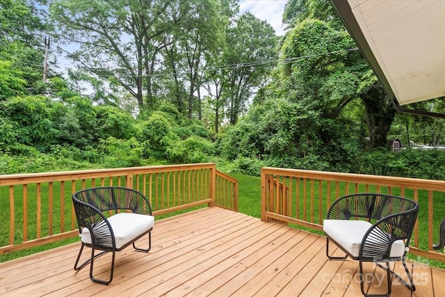 3423 Archer Ave, Charlotte, NC 28217 - wooden terrace featuring a lawn and view of scattered trees