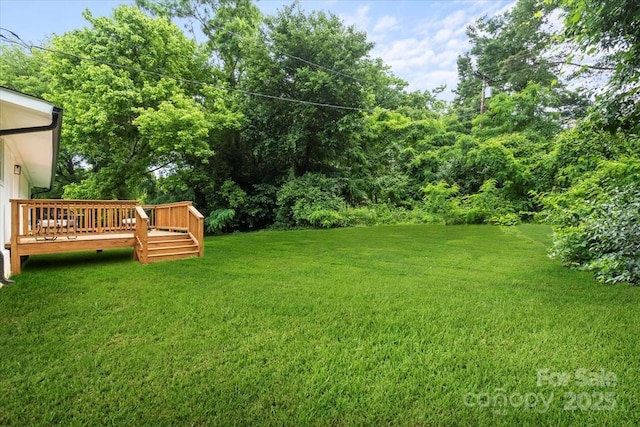 3423 Archer Ave, Charlotte, NC 28217 - view of grassy yard with a wooden deck