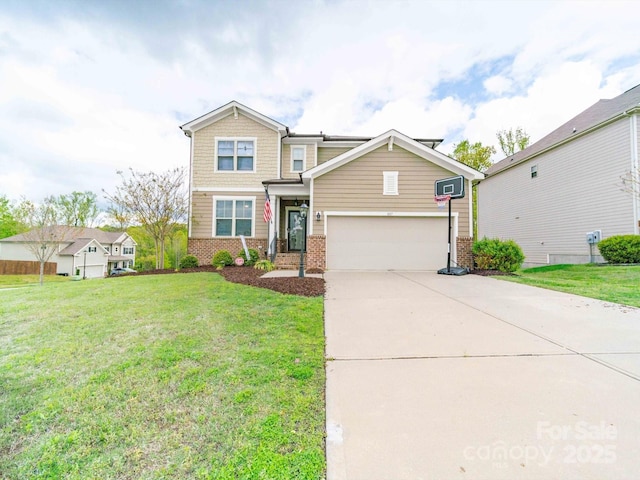 807 Oak Manor Dr SE, Concord, NC 28025 - traditional home with driveway, a front lawn, and brick siding