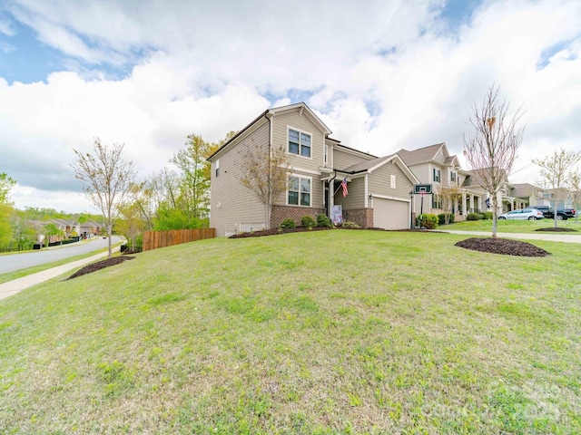 807 Oak Manor Dr SE, Concord, NC 28025 - traditional home with brick siding, a front lawn, fence, and a residential view