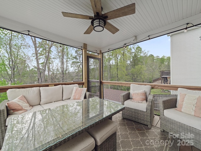 807 Oak Manor Dr SE, Concord, NC 28025 - sunroom with an outdoor living space and a ceiling fan