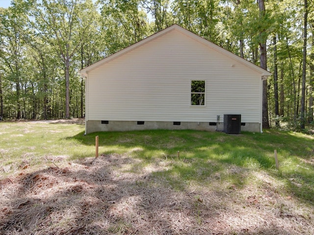 1241 Pitts Rd, Chester, SC 29706 - view of side of home with crawl space, a yard, and central air condition unit