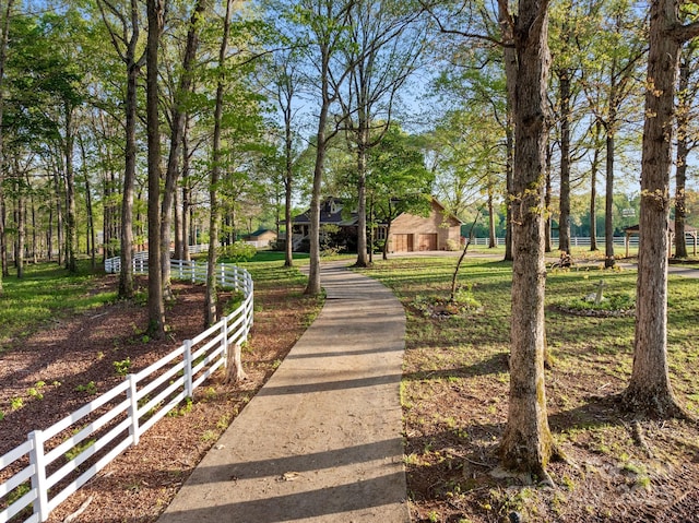 view of home's community with fence