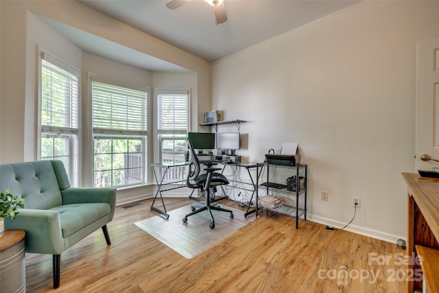 3040 Sunshower Hts, York, SC 29745 - office featuring a wealth of natural light, a ceiling fan, wood finished floors, and visible vents