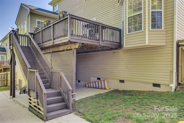 3040 Sunshower Hts, York, SC 29745 - back of property featuring crawl space, a patio, stairs, and a deck