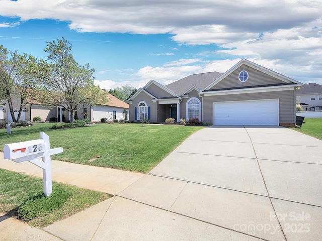 126 Dairy Farm Rd, Mooresville, NC 28115 - ranch-style house with an attached garage, driveway, and a front lawn