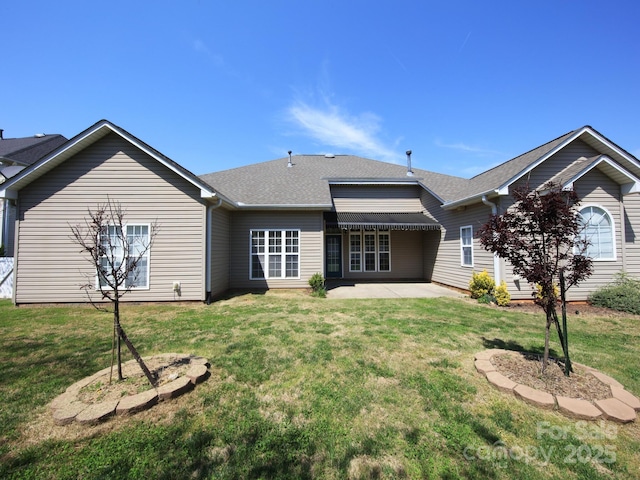 126 Dairy Farm Rd, Mooresville, NC 28115 - back of house featuring a yard, a patio, and roof with shingles