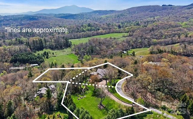205 W Indrio Rd, Blowing Rock, NC 28605 - view of property location with a forest, mountains, and property boundaries highlighted
