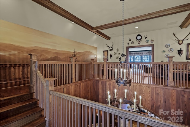 205 W Indrio Rd, Blowing Rock, NC 28605 - stairs with a chandelier