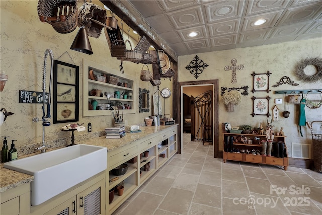 205 W Indrio Rd, Blowing Rock, NC 28605 - interior space with recessed lighting, an ornate ceiling, and a sink
