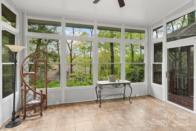 sunroom with tile patterned floors