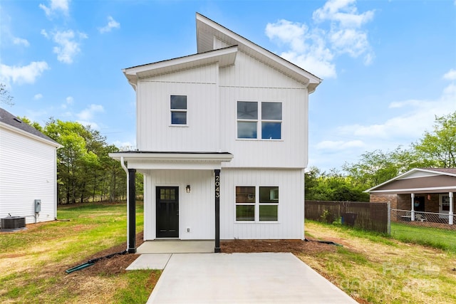 2043 Greenoak Dr, Shelby, NC 28152 - back of property featuring fence, cooling unit, and a lawn