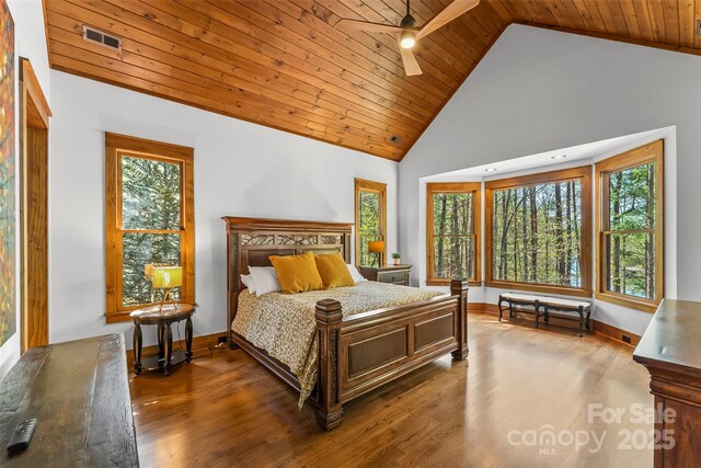 92 Gobblers Neck Dr, Nebo, NC 28761 - bedroom with visible vents, multiple windows, and wooden ceiling