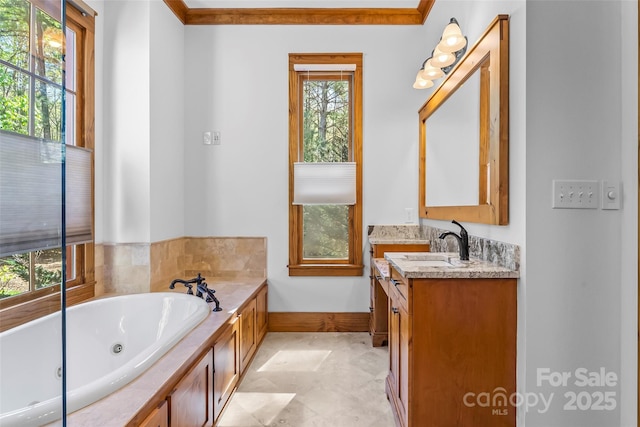 92 Gobblers Neck Dr, Nebo, NC 28761 - bathroom with a jetted tub, vanity, and baseboards