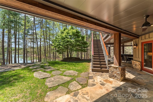 92 Gobblers Neck Dr, Nebo, NC 28761 - view of patio with a water view and stairway