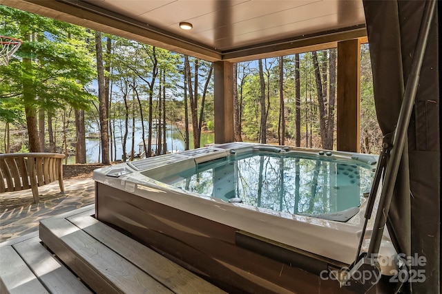 92 Gobblers Neck Dr, Nebo, NC 28761 - view of swimming pool with an outdoor hot tub and a water view