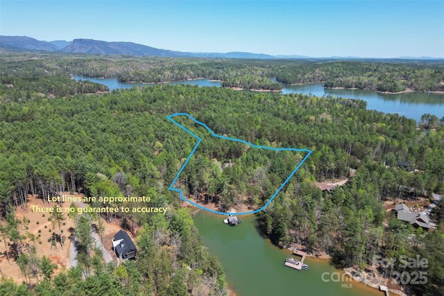 92 Gobblers Neck Dr, Nebo, NC 28761 - aerial view featuring a wooded view and a water and mountain view
