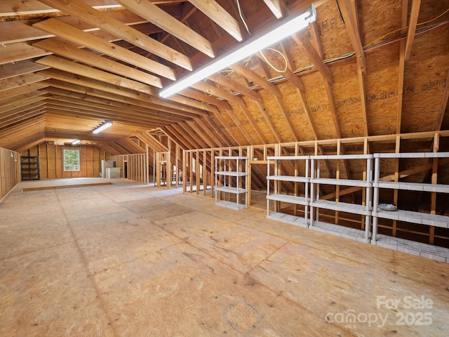 view of unfinished attic