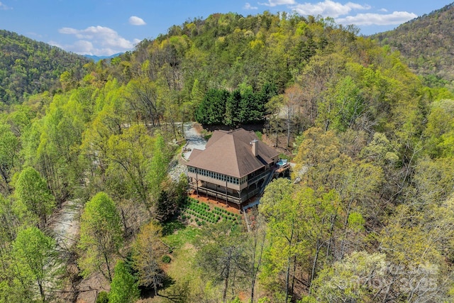 498 Pinnacle Pkwy, Union Mills, NC 28167 - birds eye view of property with a wooded view and a mountain view