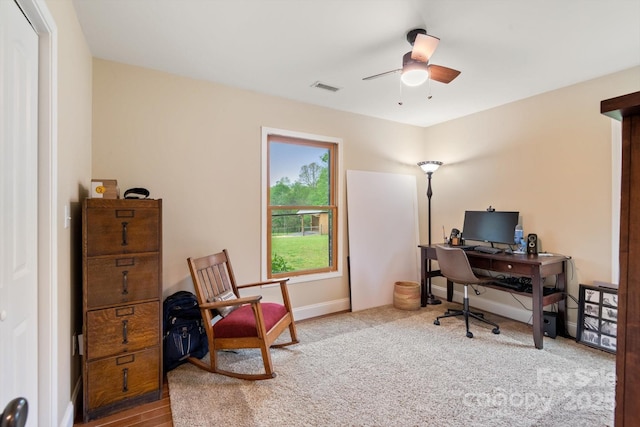 1091 Bill Collins Rd, Columbus, NC 28722 - carpeted home office with a ceiling fan and baseboards