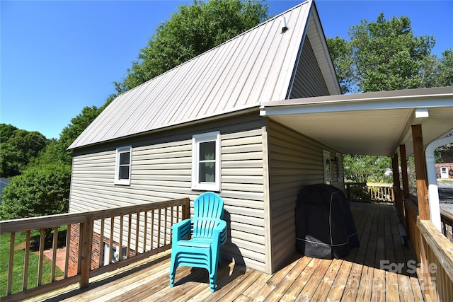 5769 Birch St, Conover, NC 28613 - wooden terrace with a grill