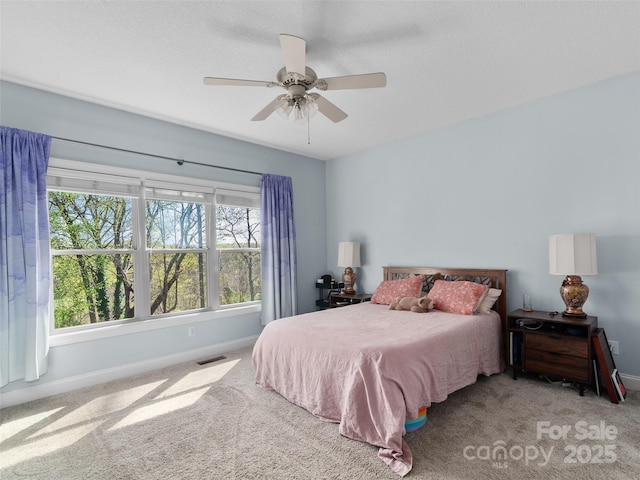 18 Birdsong Ln, Candler, NC 28715 - carpeted bedroom featuring visible vents, baseboards, and a ceiling fan