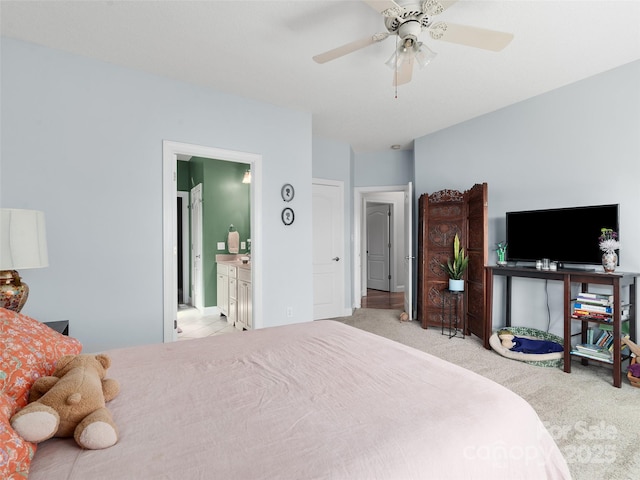 18 Birdsong Ln, Candler, NC 28715 - bedroom with ensuite bathroom, ceiling fan, and carpet floors