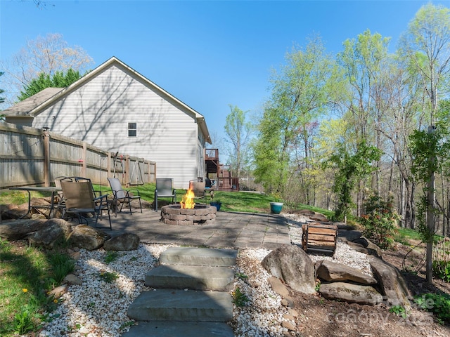 18 Birdsong Ln, Candler, NC 28715 - view of yard with a patio area, fence, and an outdoor fire pit