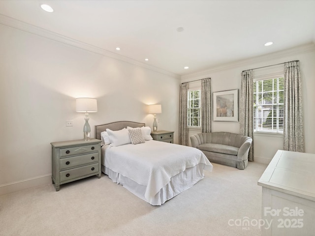 2616 Colton Dr, Charlotte, NC 28211 - bedroom with recessed lighting, light colored carpet, and ornamental molding