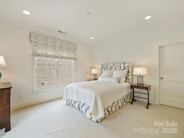 2616 Colton Dr, Charlotte, NC 28211 - carpeted bedroom featuring recessed lighting, visible vents, baseboards, and ornamental molding