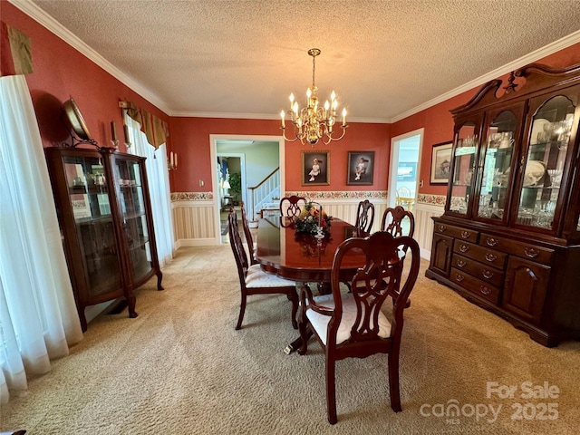 271 Ikerd Dr SE, Concord, NC 28025 - dining space with light carpet, a notable chandelier, and a textured ceiling