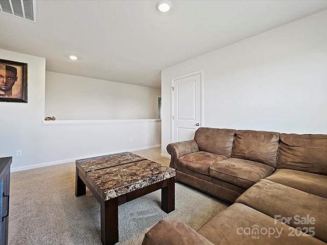 479 Daniel Dr, Lexington, NC 27295 - carpeted living area featuring baseboards, visible vents, and recessed lighting
