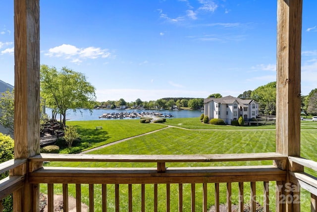 18700 Nautical Dr Unit 203, Cornelius, NC 28031 - wooden terrace with a water view and a yard