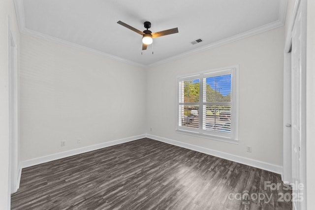 18700 Nautical Dr Unit 203, Cornelius, NC 28031 - spare room featuring dark wood-type flooring, ornamental molding, and ceiling fan
