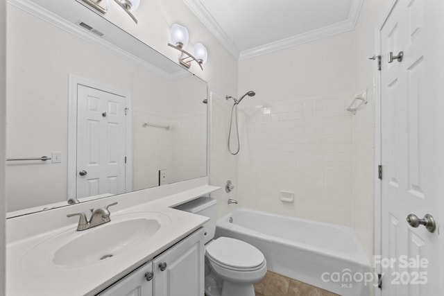 18700 Nautical Dr Unit 203, Cornelius, NC 28031 - bathroom featuring vanity, tub / shower combination, ornamental molding, and tile patterned flooring