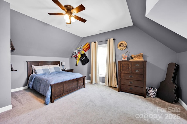 126 Top Flite Dr, Statesville, NC 28677 - carpeted bedroom with vaulted ceiling, baseboards, and ceiling fan