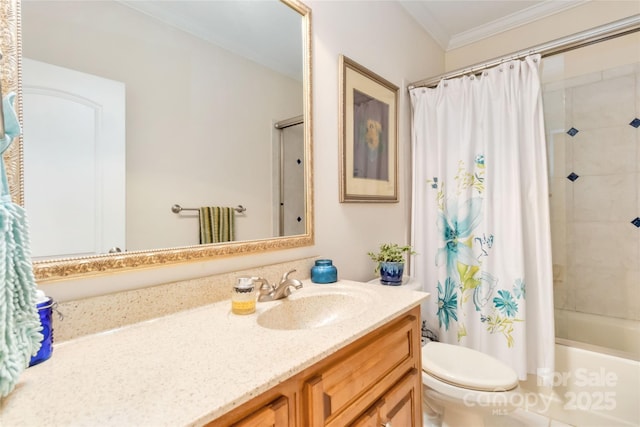 4925 Pageland Hwy, Monroe, NC 28112 - bathroom with crown molding, toilet, shower / tub combo, and vanity